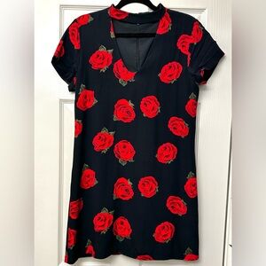 Sanctuary Rose Black Mini Sun Dress Women’s Size Medium Goth Fairy Keyhole Neck